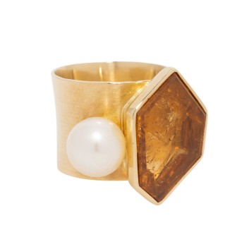 Ring mit Tahitiperle und Citrin, 