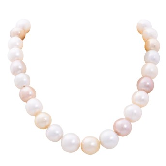 Fine South Sea choker with a light gradient of 14-16 mm. Fine multicolor composition from white to pale yellow to pale pink.