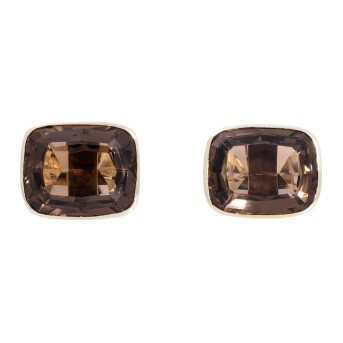 Cufflinks (pair). Set with 2 smoky quartzes.