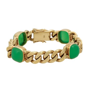 Armored bracelet, GG 14K, set with 4 crysoprase abochons.
