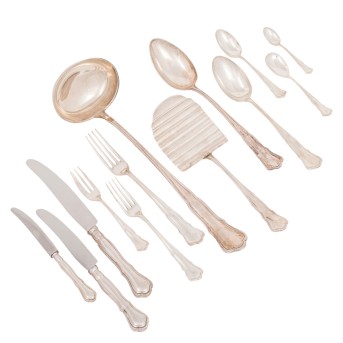 WILKENS WILKENS Speisebesteck für 6 Pers. 'August der Starke', 925 Silber, 20. Jh.