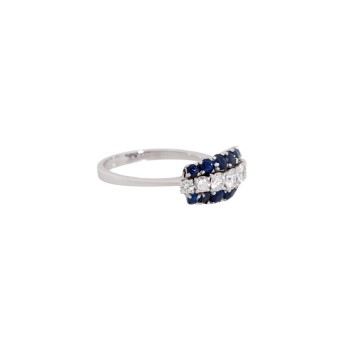 Ladies' ring, with 12 sapphires, 7 brilliant-cut diamonds, 