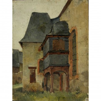 RABES, MAX FRIEDRICH RABES, MAX FRIEDRICH (zugeschr.;1868-1944): Teilansicht der Kirch in Enzkirchen, 1885,