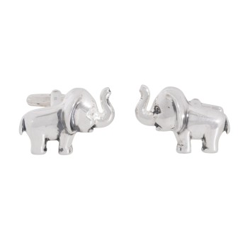 Manschettenknöpfe (Paar). Elefant, Sterling Silber, mit je 0,05 ct. Brill. als Auge.