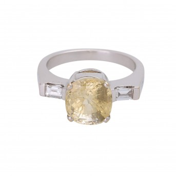 Damenring besetzt mit einem gelben Ceylon-Saphir ca. 5,98 ct. (unbehandelt und nicht erhitzt)