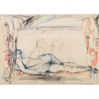 SCHMID, ANSELM (geb. 1955), "Liegende und drei sitzende weibliche Akte",