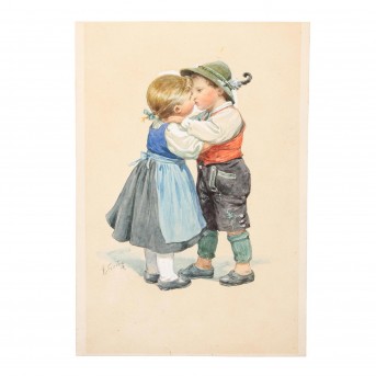 FEIERTAG, KARL (1874-1944), "Kissing Couple of Children".