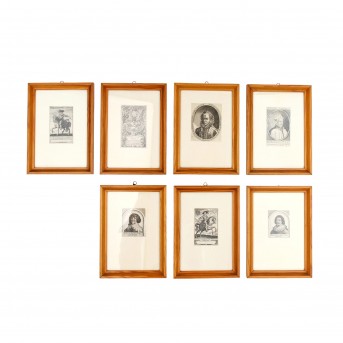 Collection of framed depictions of rulers, 7pcs, 17th/18th c.