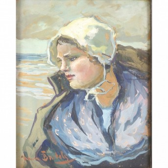 BARTELS, HANS von (Hamburg 1856-1913 Munich), "Young fisherwoman on the beach",