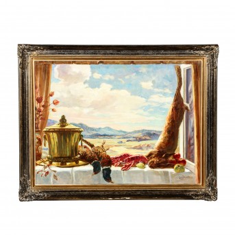 FIRNROHR, EMIL (1881-1968), "Still life with landscape view",