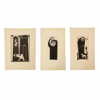 ARTIST of the 20th century, 3 linocuts,