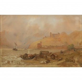 LAEISZ, CARL MARTIN (1803-1864), 'Fishermen recovering their boats on the Italian coast',