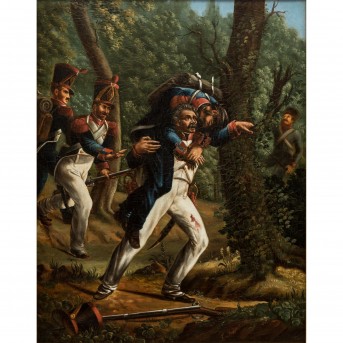 KÖFFLER, J. (19th century painter), "French troops in battle",