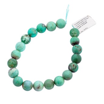 Chrysopras Kugelstrang in 20 mm Durchmesser. Mit Matrix.