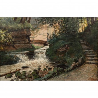 ROTH, F. (Maler 19./20. Jh.), 'Wildbach mit Stromschnellen im Wald'