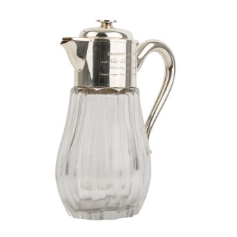 WMF Glaskaraffe 'kalte Ente' mit versilberter Montur, 20.Jh.