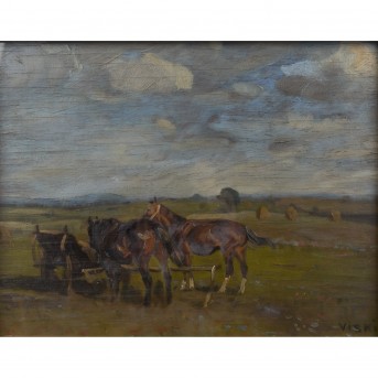 VISKI, JÀNOS (1891-1987) "Horses in a paddock".
