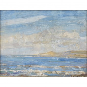 PAINTER/IN 20th c. (indistinctly signed), "The sea in front of a cliff",
