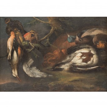 MEISTER DES 19.JH. "Jagdstillleben mit Vögeln"