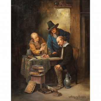 LEHMANN-LEONHARD, WILHELM (1877-1954) "Scene with persons in 17th century habit".