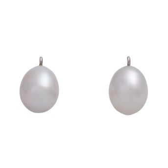 Pendant for ear studs (pair). Set with 2 fine oval South Sea cultured pearls (approx. 10.9 x 13.5 mm). 