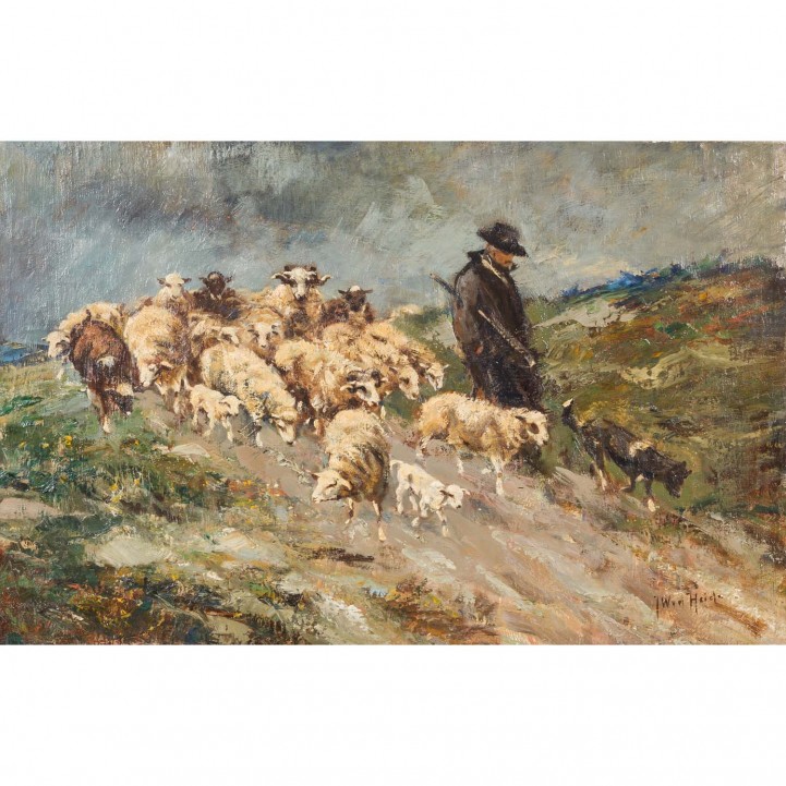 VAN DER HEIDE, J. WILHELM (1878-1956), "Landschaft mit Schäfer und Herde" 