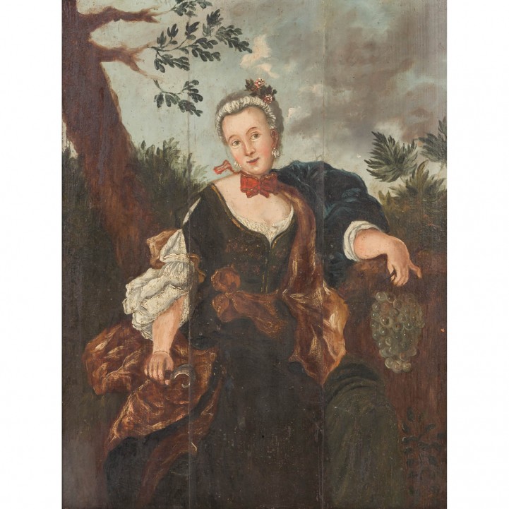 MALER/IN 18./19. Jh., "Portrait einer galanten Dame mit Weintraube", 