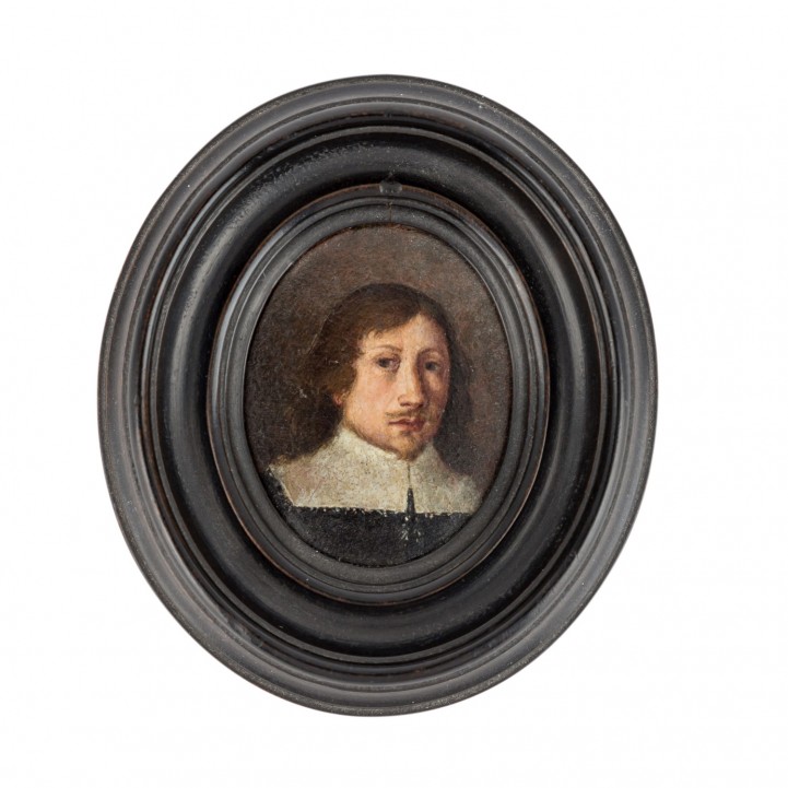 MALER der Holländischen Schule, 17. Jh., Miniatur "Portrait eines Herrn mit dunklem Haar und Bart", 