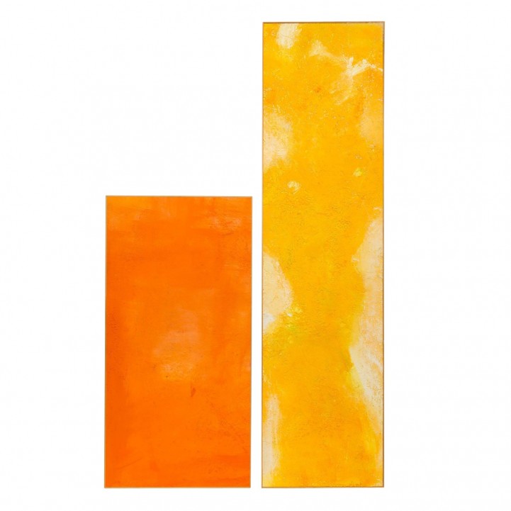 LISCHER, MAX (Künstler 20./21. Jh.), PAAR abtrakte Kompositionen 'Gelb' und 'Orange', 