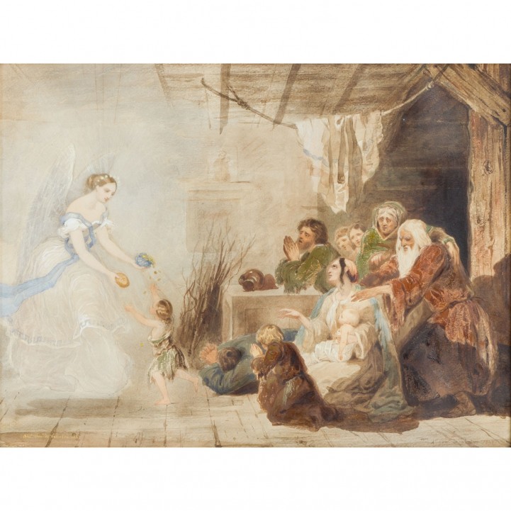 VALENTINI, A. Chev. de, wohl Alexandre (tätig um 1830-1842), "Engel, die Armen speisend", 