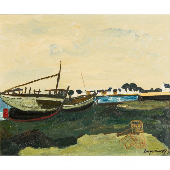BORGEAUD, GEORGES (Lausanne 1913-1998 Paris), "Aufgedockte Boote bei St. Cados", 