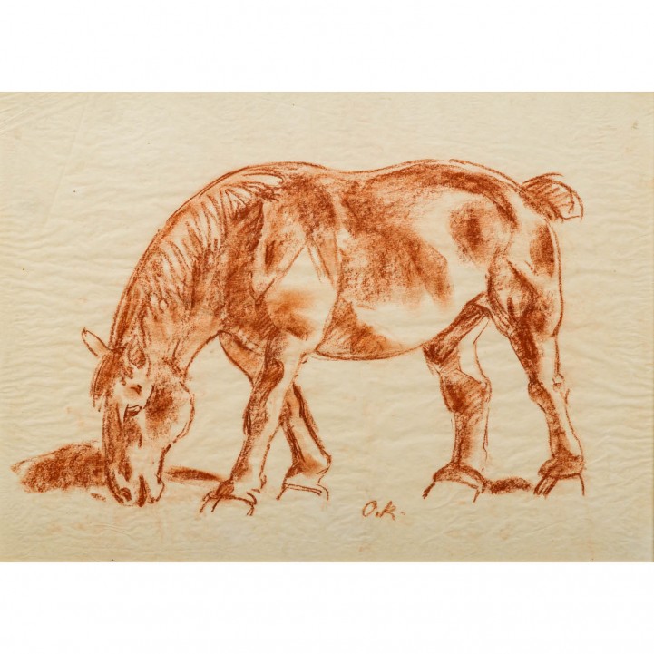 MONOGRAMIST O. K. (Artist 20th c.), 'Grazing horse', 