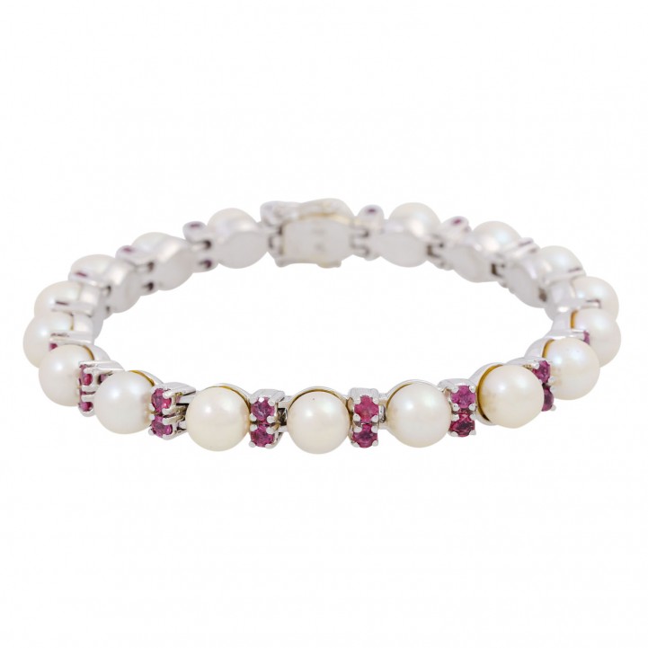 Bracelet with pearls and rubies,  
