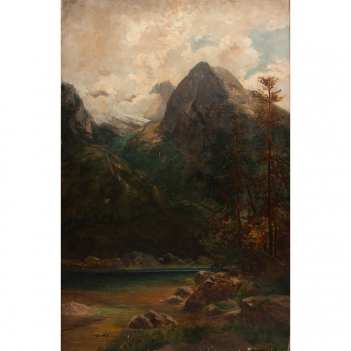 COMPTON, Edward Theodore, ATTRIBUIERT/Umkreis (1849-1921), 'See in den Alpen', 