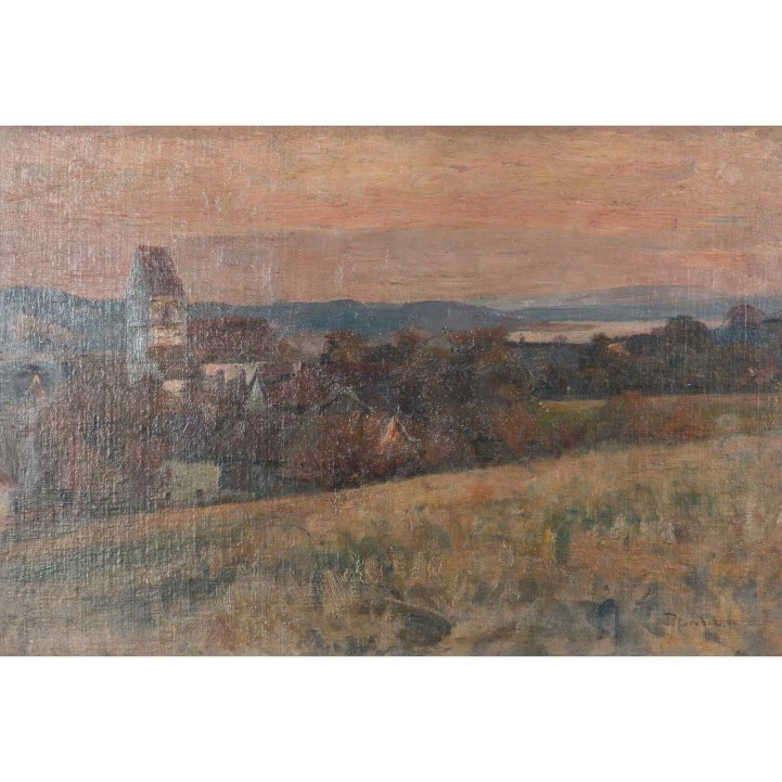 CRODEL, PAUL EDUARD (1862-1928), 'Kleines Dorf am See', 