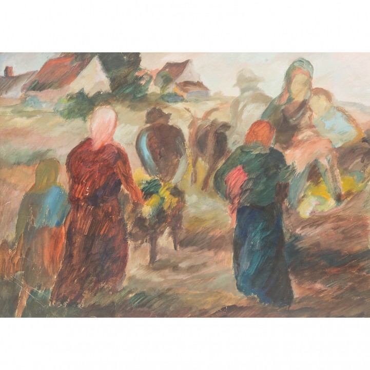 GUTBROD, WALTER, ATTRIBUIERT (1908-1998), „Szene einer Ernte“. 