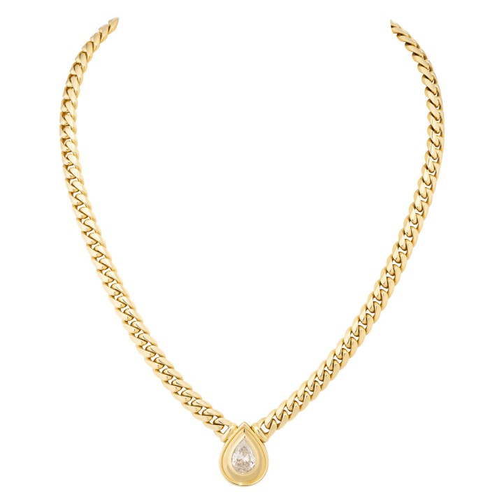 Collier mit Diamant im Tropfenschliff, 