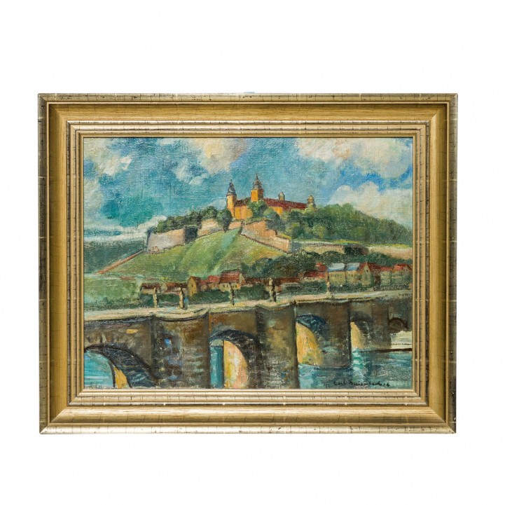 MEISENBACH, KARL (Carl, 1898-1976), 'Würzburg, Blick über den Main auf die Festung Marienberg', 