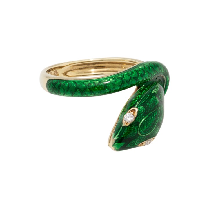 VICTOR MAYER Schlangenring 'Grüne Mamba', 2 Brillanten, 