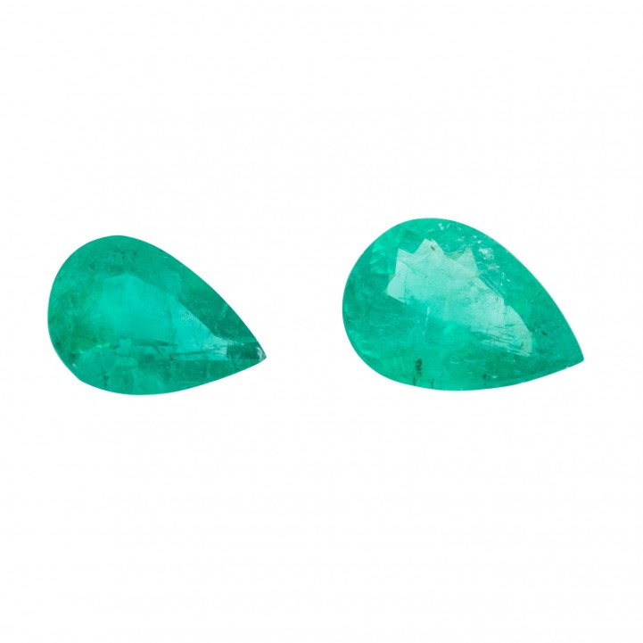 2 drop fac. Emeralds in total approx. 4,9 ct,  