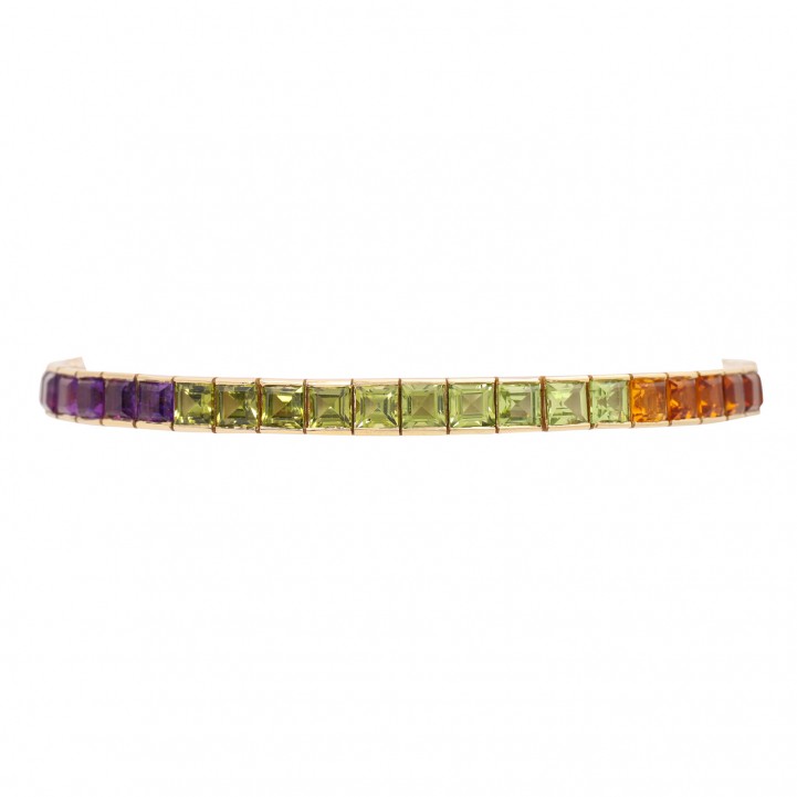 Armband 'Regenbogen' mit Farbsteincarrés:   
