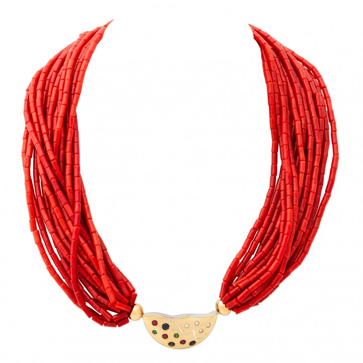 15 row coral necklace with jewelry clasp Eppli Online Shop