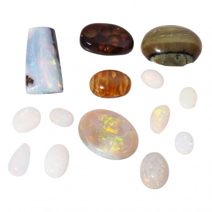 Surprise lot of opal and quartz cabochons totaling approx. 62.2 ct,  