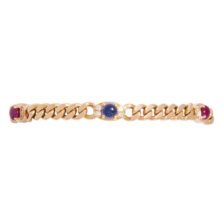 Panzerarmband mit 3 Saphiren, 2 Rubinen, 