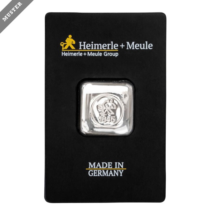 SILBERbarren - 50g SILVER fein, gegossener Silberbarren, Heimerle + Meule, 
