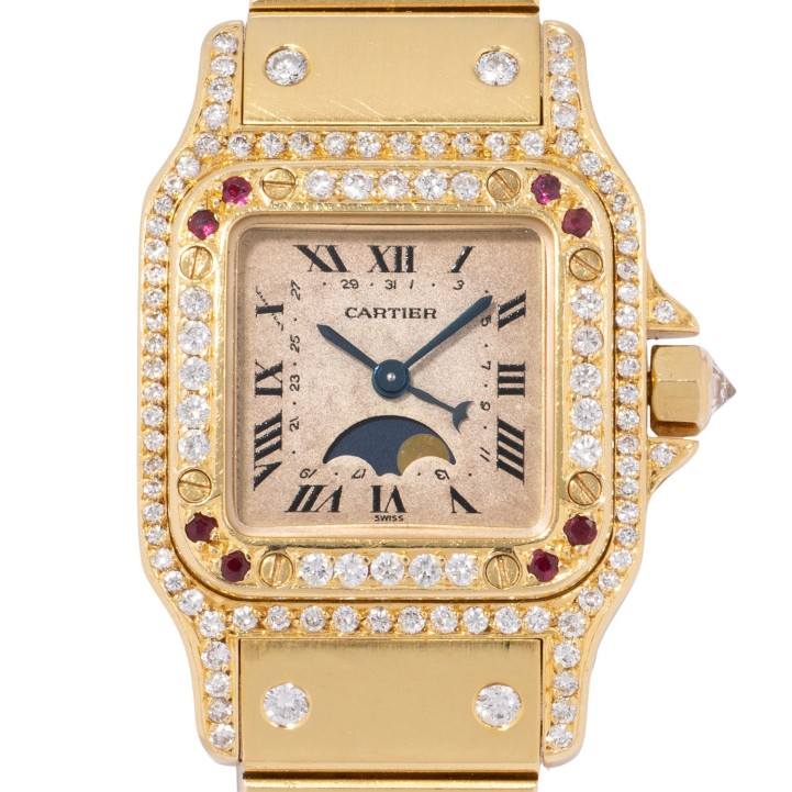 CARTIER Santos Galbee Ref 819902 'Diamonds & Rubies' Damenuhr aus den 90er Jahren.  
