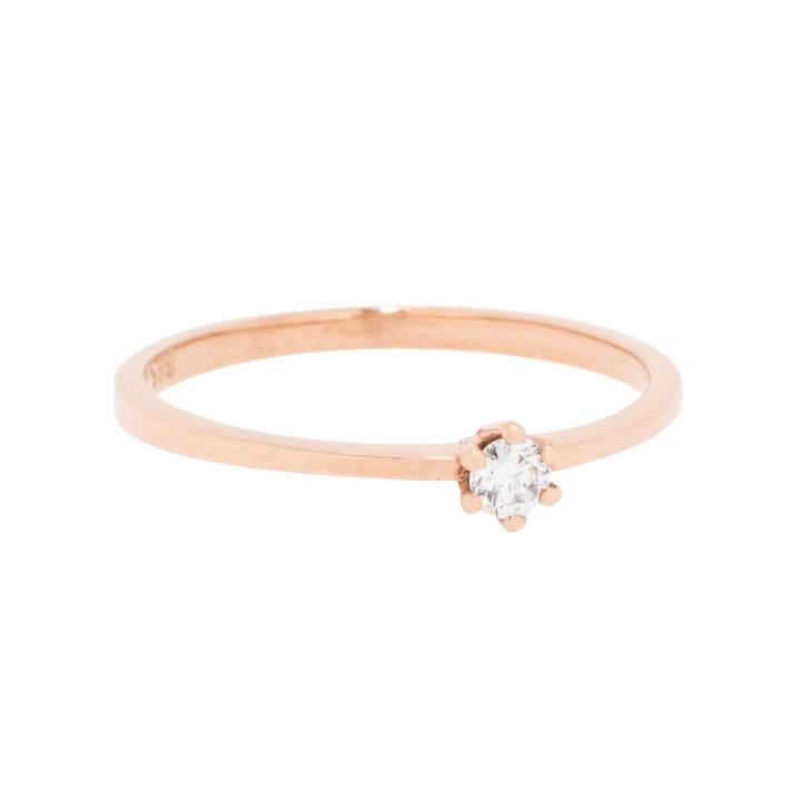 Solitärring mit Brillant, 0,08 ct (grav.), 