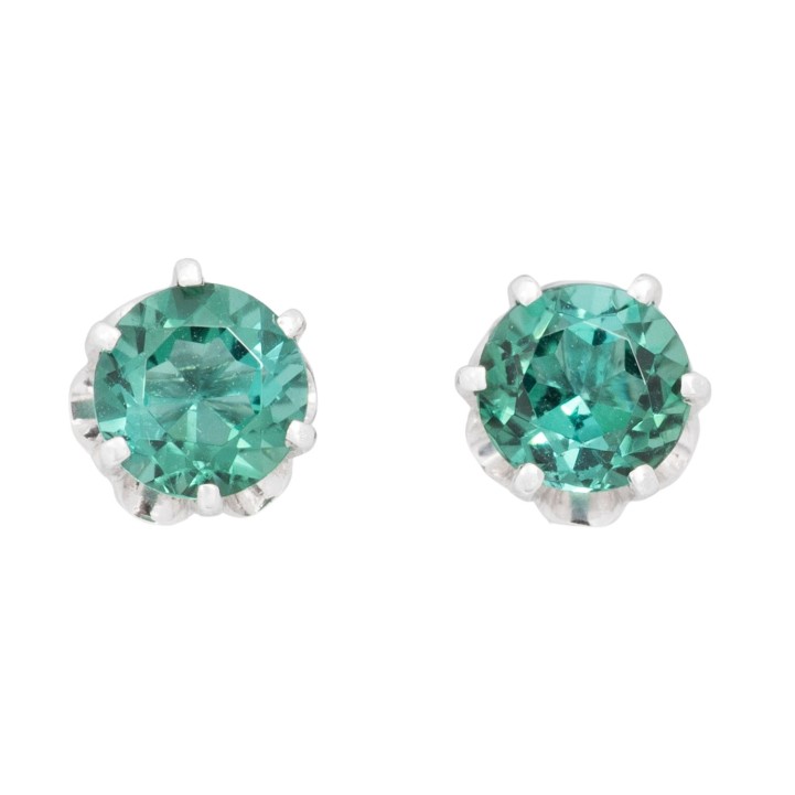 Pair of stud earrings with tourmalines, total approx. 0.75 ct,  