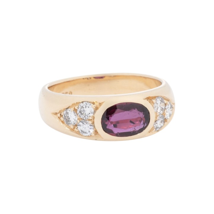 Bandring mit Rubin ca. 0,6 ct und 6 Brillanten  