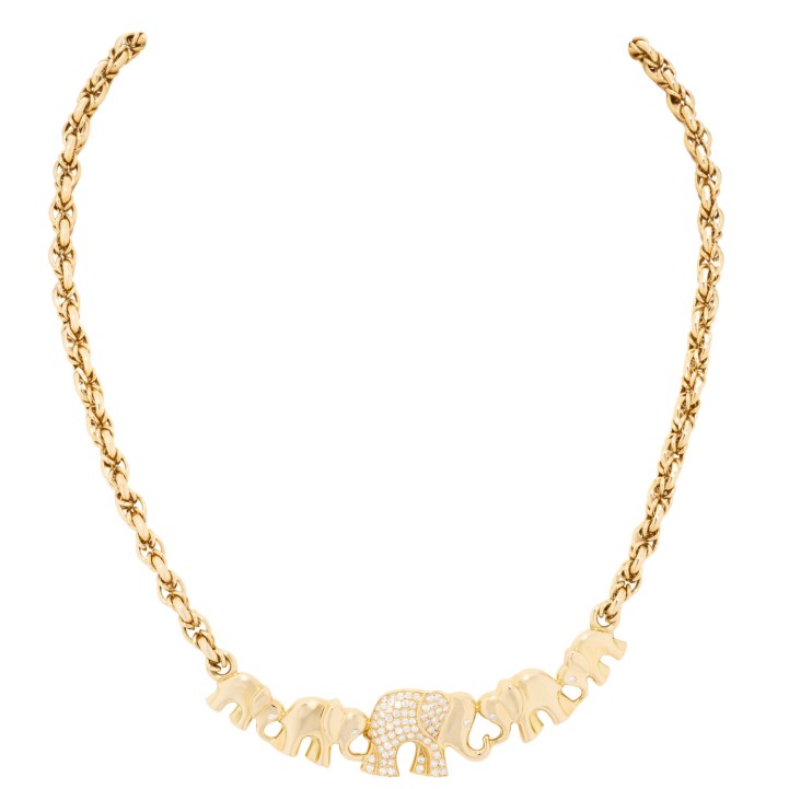Collier '5 Elefanten' mit 75 Brillaten 